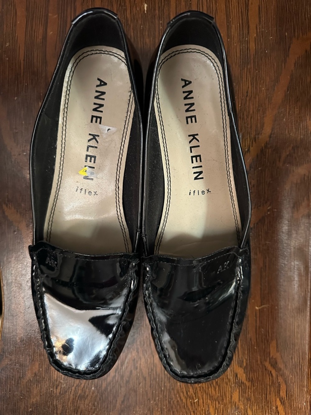 Anne Klein Black Patent Leather Smoking Slipper Flats